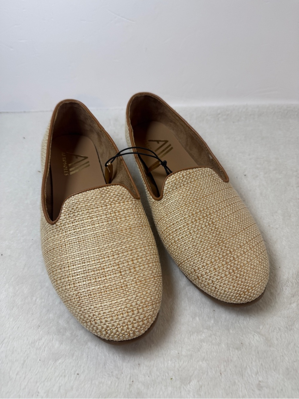 AEROSOLES Beige Woven Slip-On Loafers woven raffia